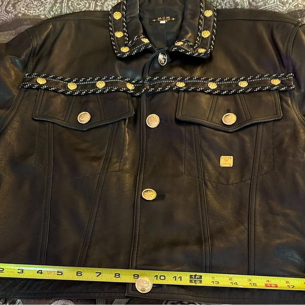 MCM Jacket Bomber Leather Black Rare Luxury Jacket Made In Italy Size large